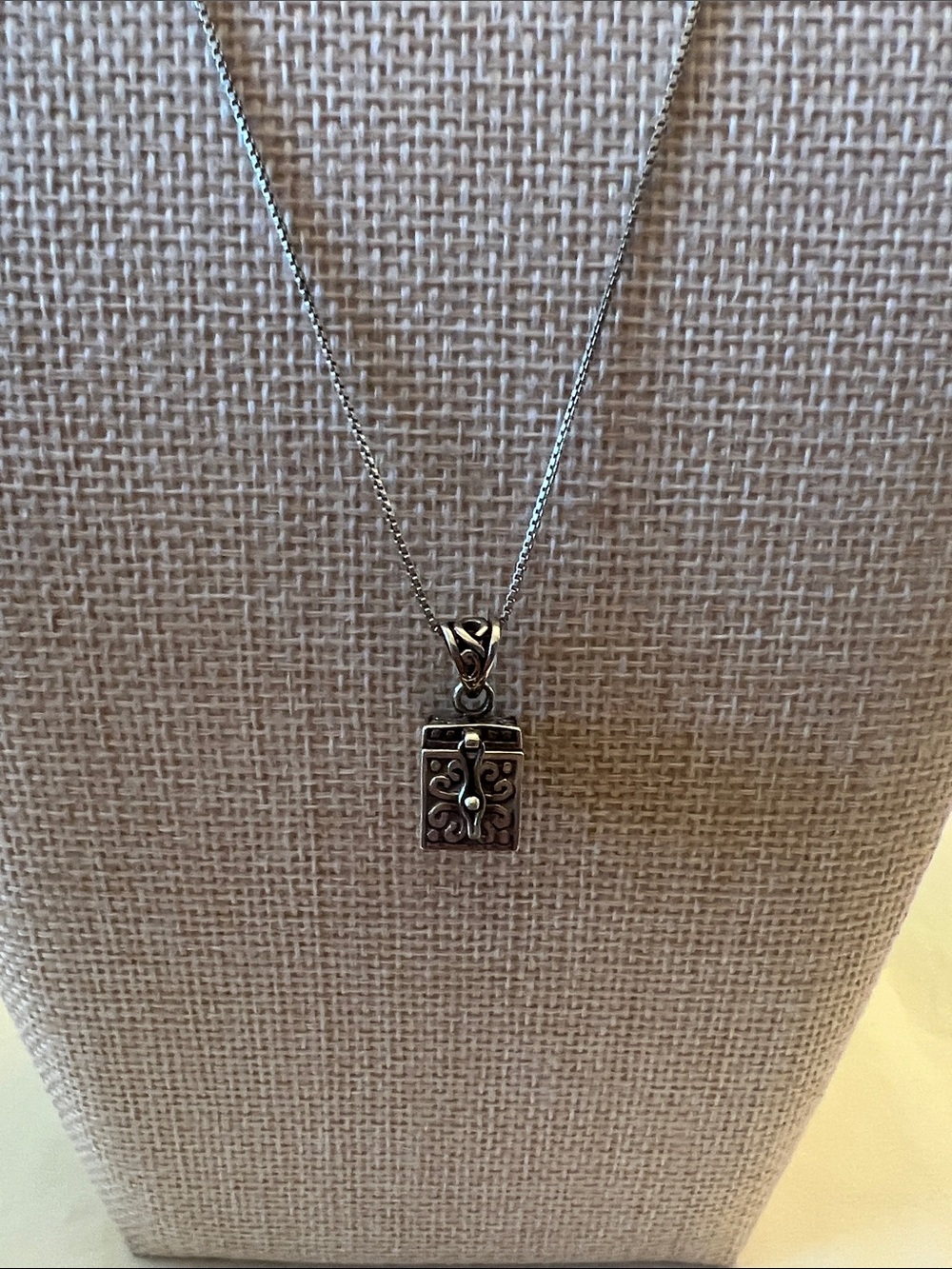 Sterling Silver Ornate prayer box Necklace in Sterling Silver